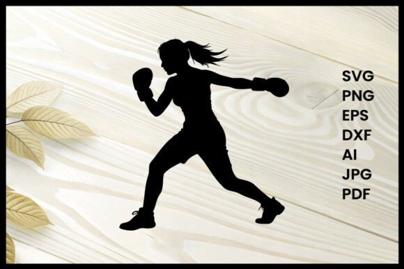 A Woman Boxing Illustration Silhouette