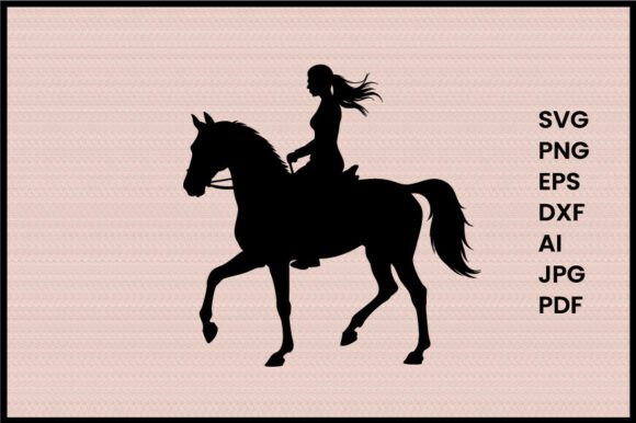 A Woman Horseback Riding Illustration