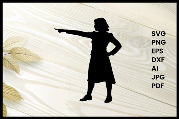 A Woman Pointing Illustration Silhouette