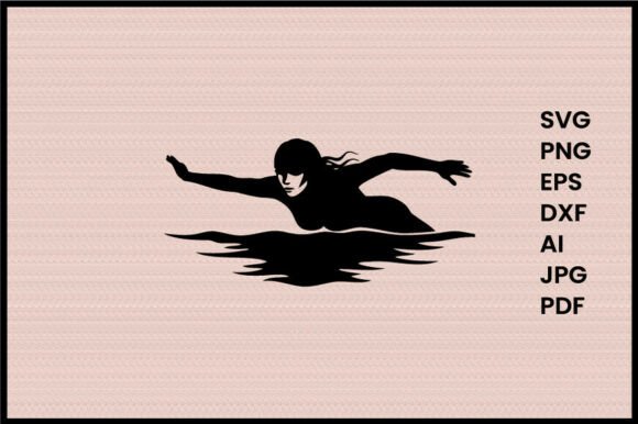 A Woman Swimming Illustration Silhouette