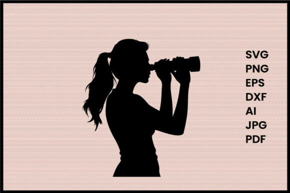 A Woman Using Binoculars Illustration