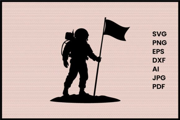 Astronaut Planting Flag Illustration