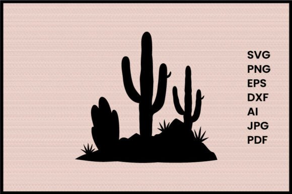 Cactus and Desert Rocks Illustration