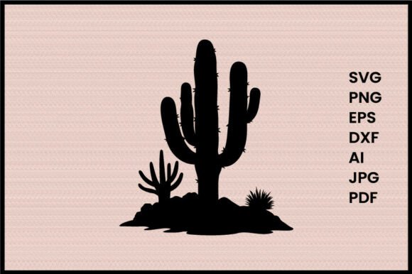 Cactus Growing in a Rocky Illustration