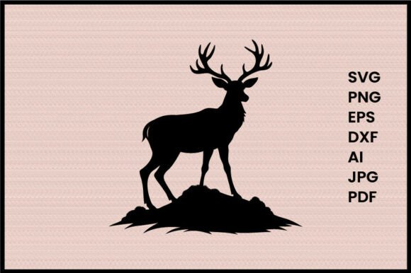Deer on a Mountain Slope Illustration