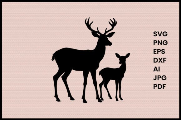 Deer with Young Fawn Illustration