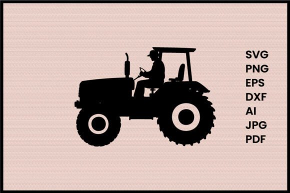 Farmer Driving Tractor Illustration