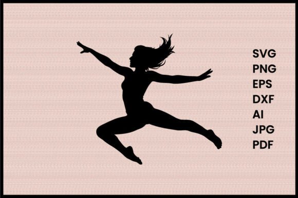 Female Gymnast in Mid Air Leap Silhouett