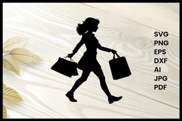 Girl Walking with Shopping Bags Vector