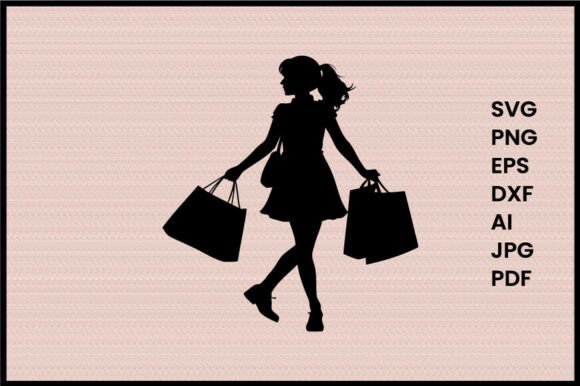 Girl with Paper Shopping Illustration