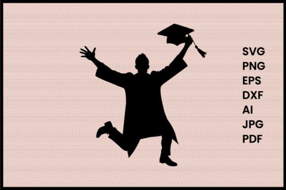 Graduate Throwing Graduation Cap Silhoue