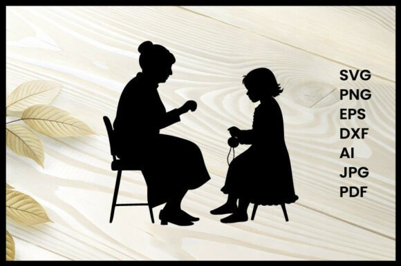 Grandmother and Granddaughter Silhouette