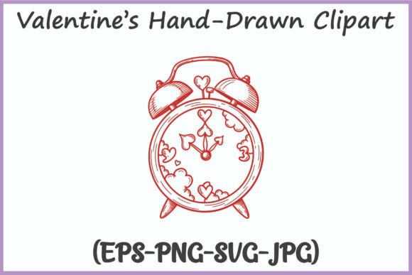 Hand Drawn Valentine Alarm Clock SVG PNG
