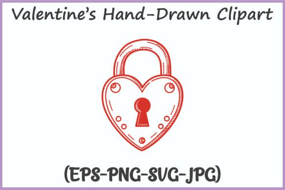 Hand Drawn Valentines Day Heart Lock SVG