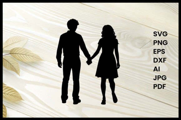 Holding Hands on Illustration Silhouette