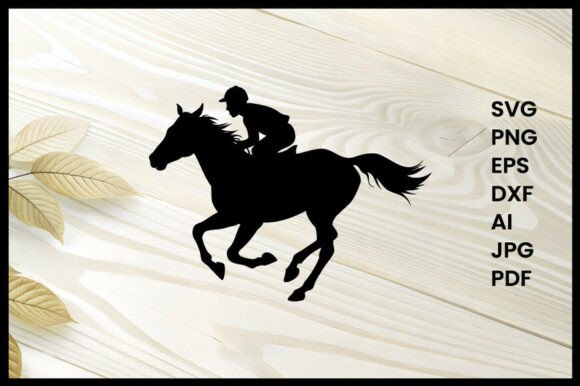 Horse Racing on Illustration Silhouette