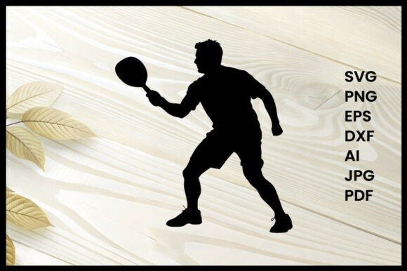 Pickleball Player with Paddle Silhouette
