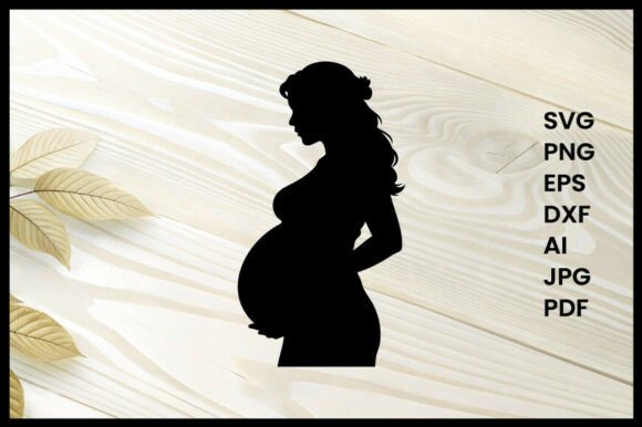 Pregnant Lady Touching Belly Silhouette