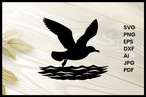 Seagull Flying over Sea Illustration