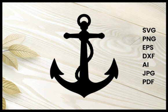 Ship Anchor with Rope Silhouette