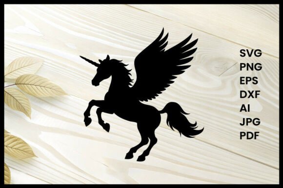 Unicorn Flying with Wings Illustration